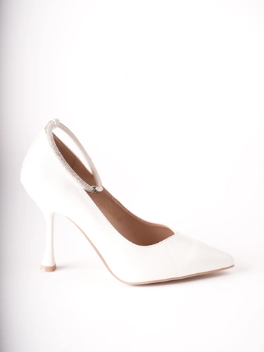 EPICA Women's Pumps with Rhinestone Strap, White (2)