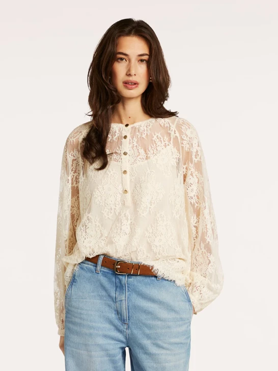 BEAUMONT ladies blouse beige with tank top