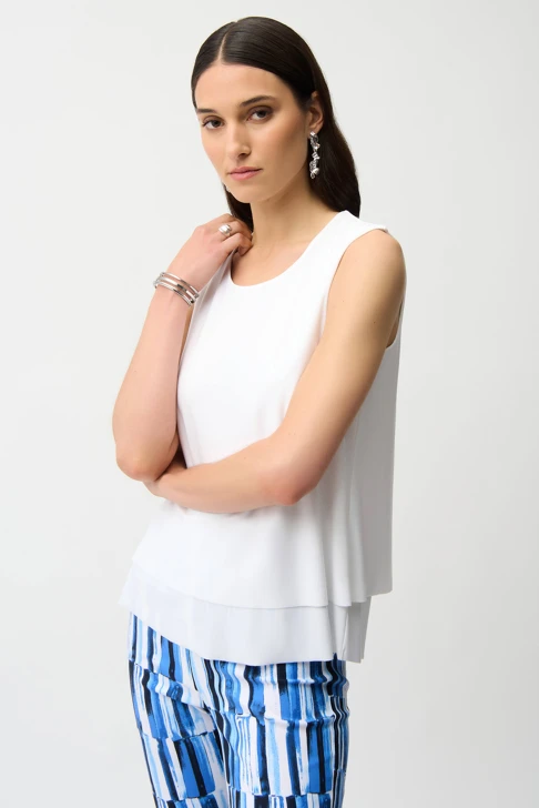 JOSEPH RIBKOFF women's white top with layered effect without sleeves