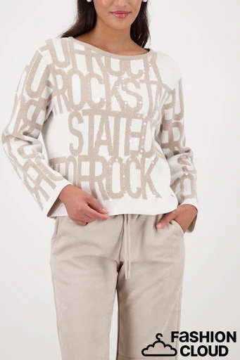 MONARI FASHION & CAMPAGNE women's sweater beige with letters