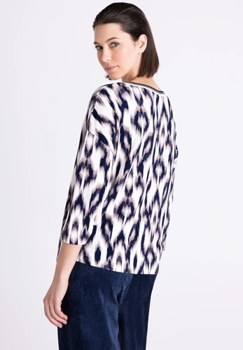 TUZZI NORDIC DUN Women's White Patterned T-Shirt with Kimono Sleeves (3)