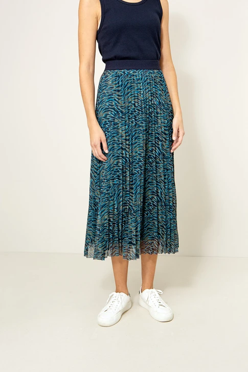 CATNOIR Women's Blue Multicolor Skirt with Lining