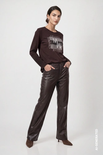 MONARI FASHION SHOW Women's Brown T-Shirt MM (4)
