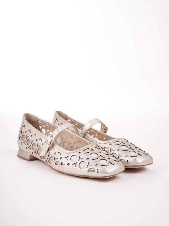 CAPRICE ladies ballerinas mesh platinum