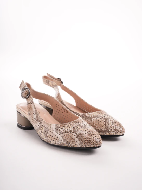 KARISMA women's pumps beige with snake pattern