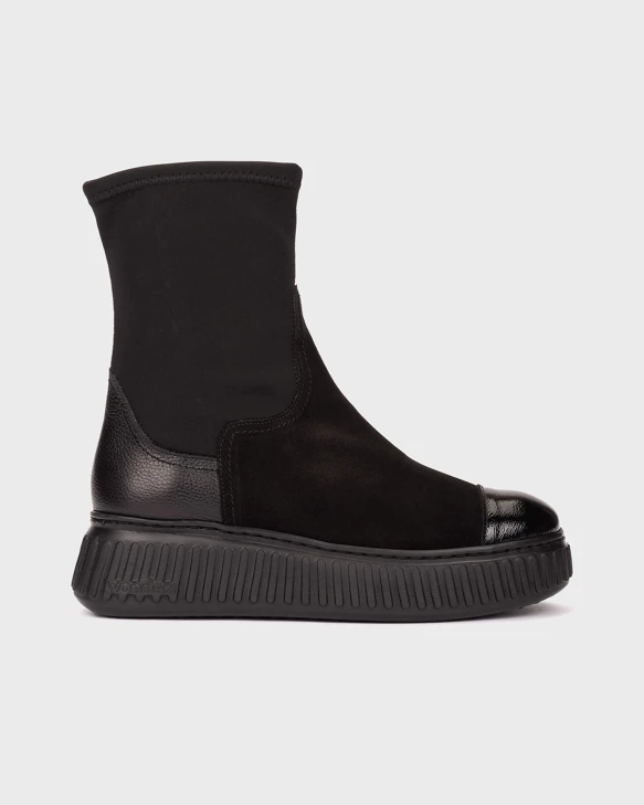 WONDERS Women's Ankle Boots with a Flat Platform, Black