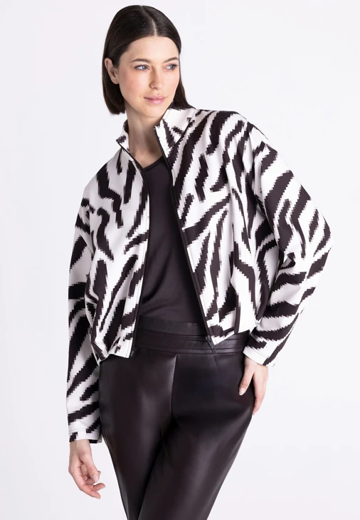 TUZZI CHOCOLATE Women's Short Jacket, Brown and White
