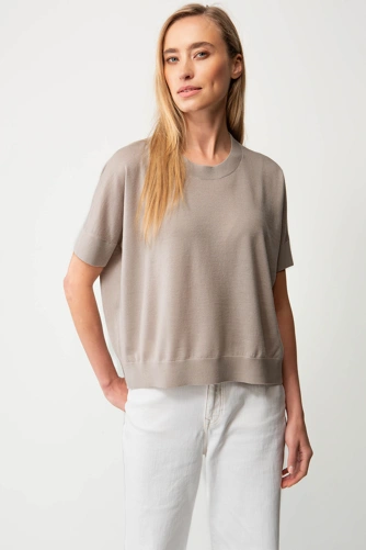 CATNOIR Women's Light Gray Merino Wool Knit T-Shirt