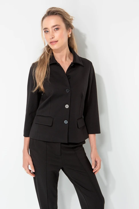 CATNOIR Women's Black Solid Jersey Blazer