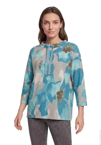 BETTY BARCLAY Women's Blue Sweatshirt with Rhinestones