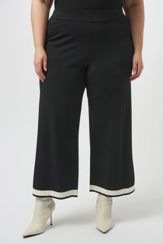 JOSEPH RIBKOFF women's black knitted trousers with colour blocks (4)