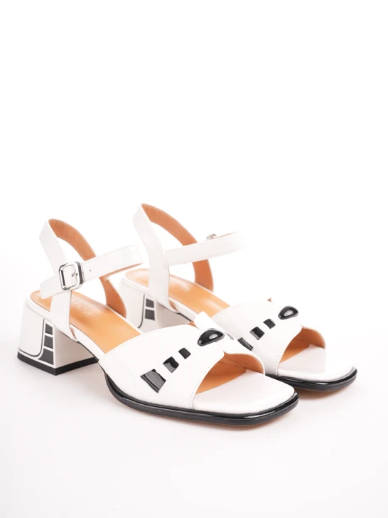 EPICA women's sandals white with straps and block heel
