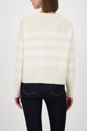 MONARI CIAO BELLA women's sweater beige with striped pattern (1)