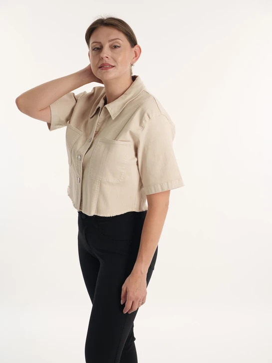 BETTY BARCLAY Women's Beige Short-Sleeved Jacket