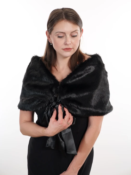 Odrella ladies cape black fur coat