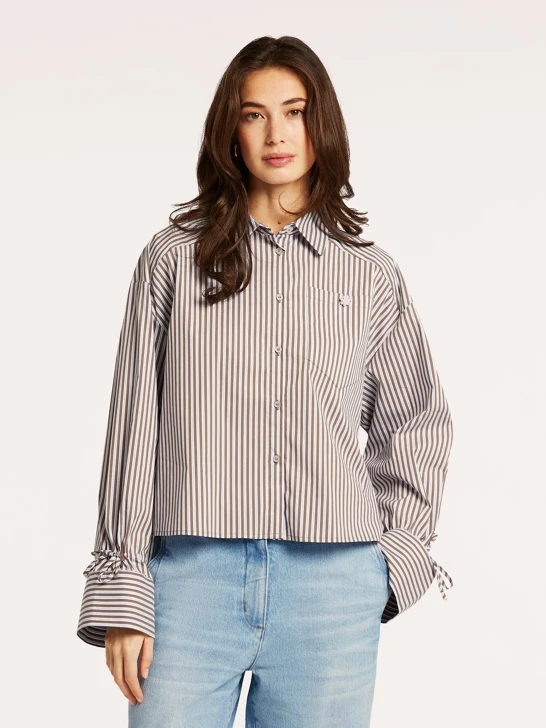 BEAUMONT ladies shirt brown and white striped