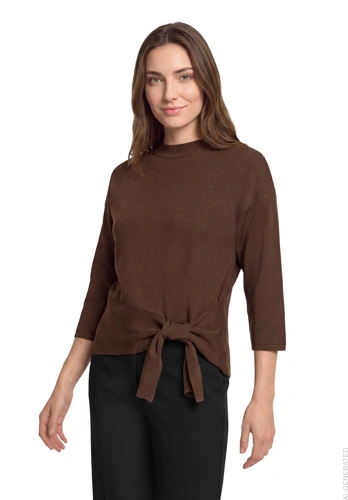 BETTY BARCLAY Women's Brown Sweater with Lurex and 3/4-Length Sleeves