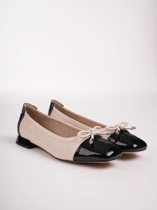 CAPRICE ladies ballerinas beige and black