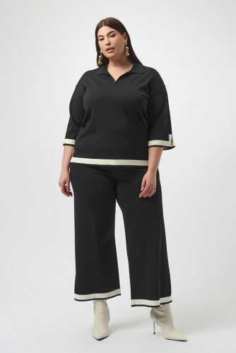JOSEPH RIBKOFF women's black knitted trousers with colour blocks (6)