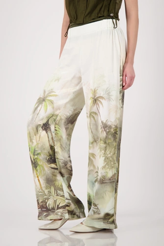 MONARI TROPICAL ladies trousers light beige with print (1)