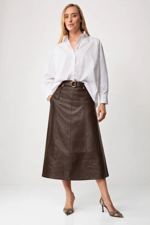 CATNOIR Women's Vegan Leather Skirt, Brown
