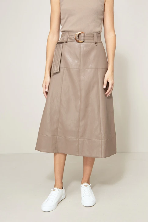 CATNOIR Women's Taupe Vegan Leather Skirt