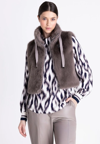 TUZZI NORDIC DUN Women's Fur Vest, Gray