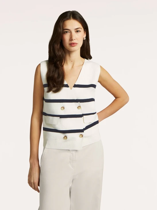 BEAUMONT MARCELLA ladies vest light beige with stripes