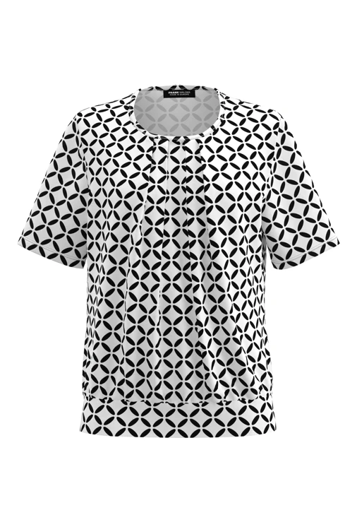FRANK WALDER ladies blouse white and black patterned