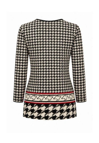 FRANK WALDER Women's Black and Beige Patterned T-Shirt (5)