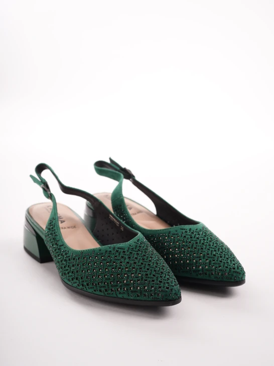 KARISMA ladies pumps green with heel strap