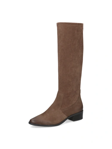 CAPRICE Women's Stretch Zipper Knee-High Boots, Light Brown