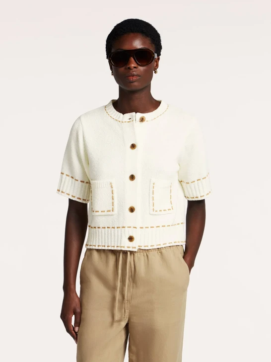 BEAUMONT ODA ladies cardigan light beige yarn short
