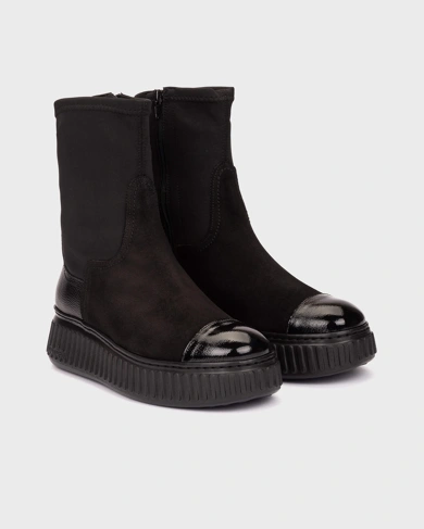 WONDERS Women's Ankle Boots with a Flat Platform, Black (1)