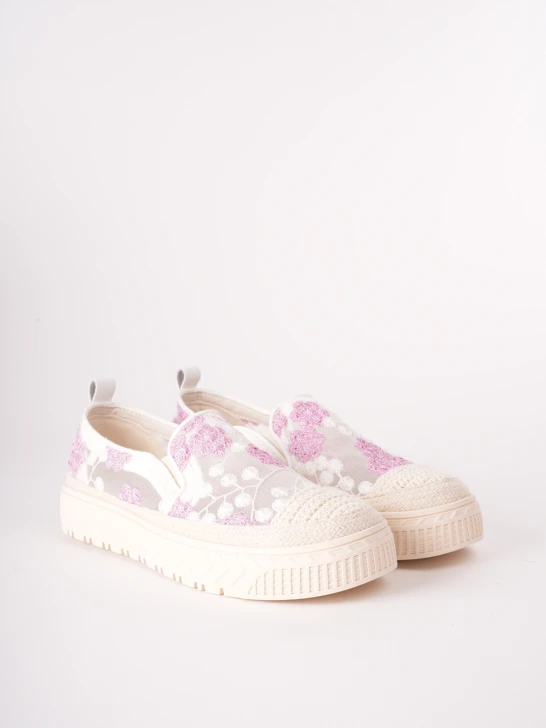PASS women's sneakers lace pink-beige