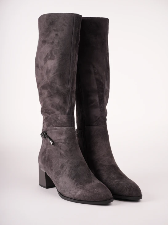 EPICA Women's Dark Gray Suede Knee-High Boots