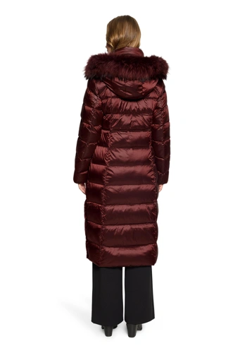 BETTY BARCLAY Women's Quilted Coat Made of Down and Raccoon Fur in Burgundy (1)