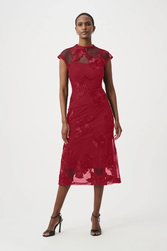 JOSEPH RIBKOFF Women's Burgundy Dress