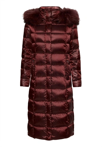 BETTY BARCLAY Women's Quilted Coat Made of Down and Raccoon Fur in Burgundy (8)