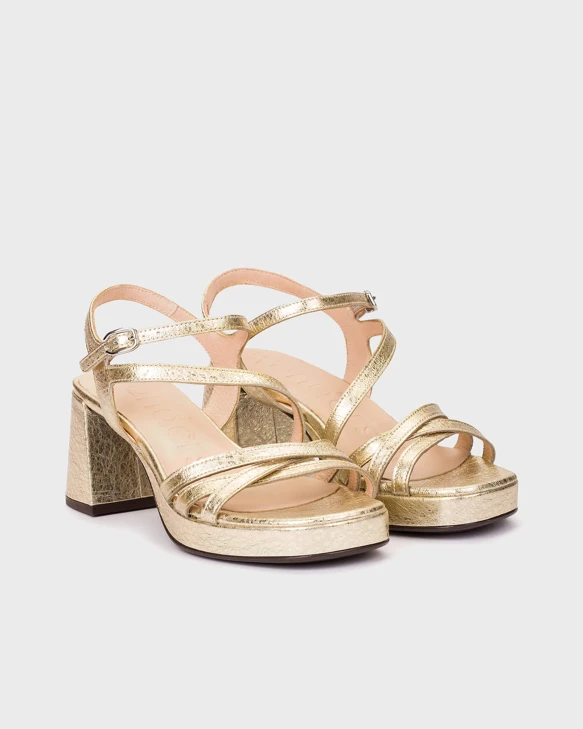 WONDERS gold heeled sandals for women