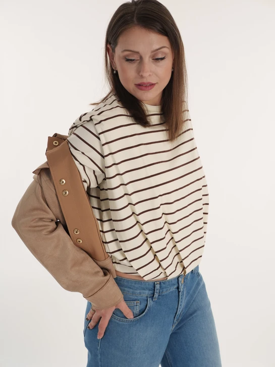BEAUMONT ladies shirt beige with brown stripes