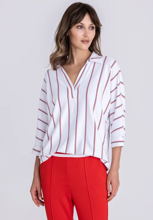TUZZI WHITE ladies blouse white with stripes