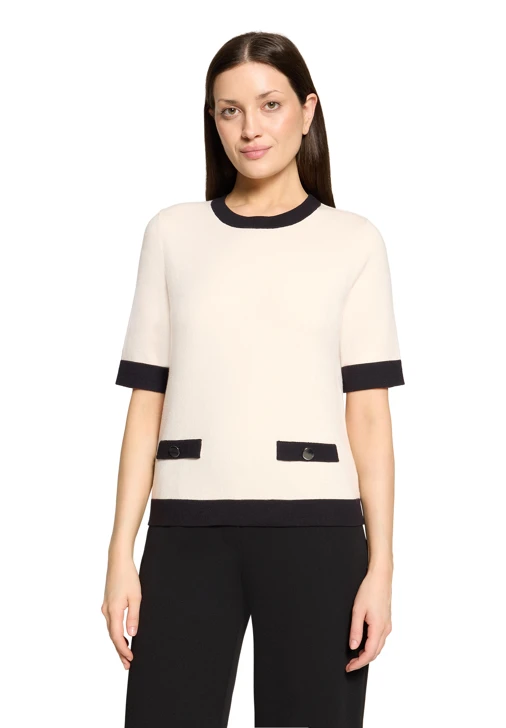 BETTY BARCLAY Women's Beige Short-Sleeved Sweater