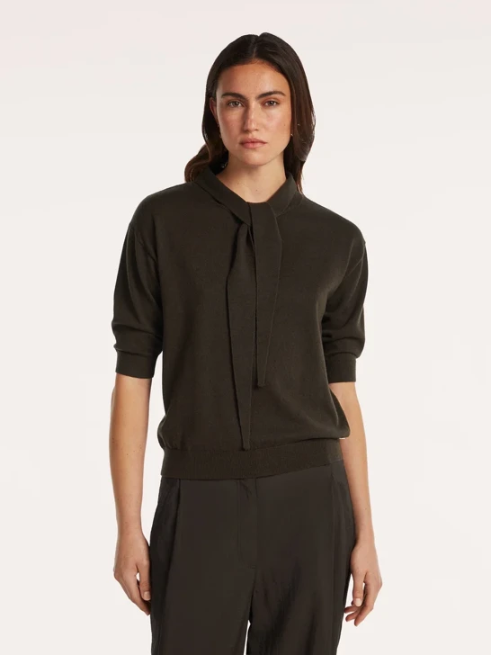 BEAUMONT Women's Brown Short-Sleeve Sweater