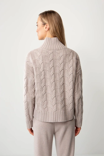 CATNOIR Women's Merino Wool Sweater with Cable Knit Pattern, Gray (4)
