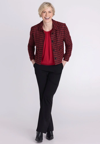 FRANK WALDER Women's Red Blouse with 3/4-Length Sleeves (2)