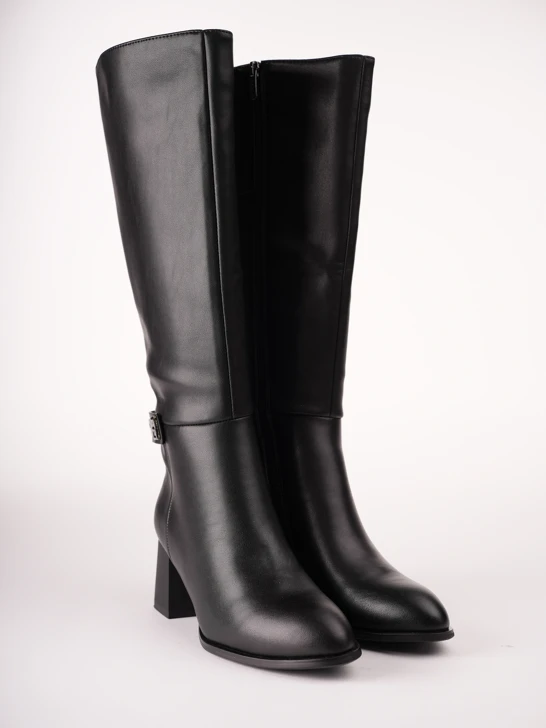 EPICA Women's Black Leather Knee-High Boots