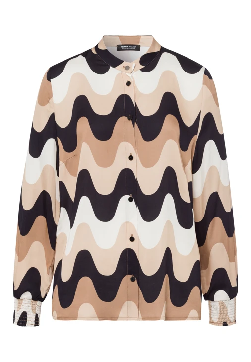 FRANK WALDER women's black and brown patterned blouse