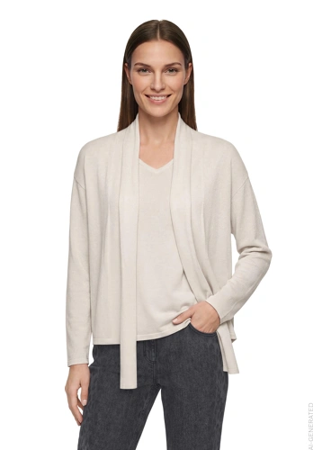 BETTY BARCLAY Women's Beige Sweater with Shawl and Lurex