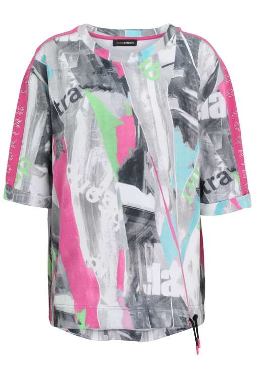 DORIS STREICH women's t-shirt grey-pink downloads
